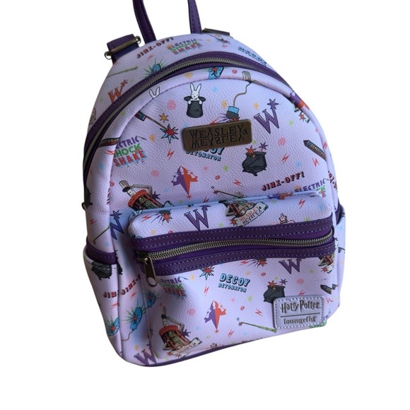 Loungefly Harry Potter Weasleys Wizard Wheezes Mini Backpack Purple Rare 11x10\